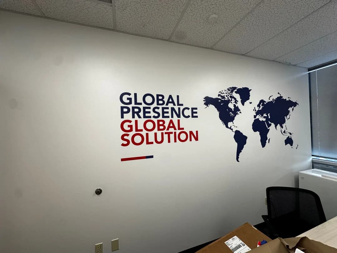 CEVA wayfinding sign installed in the warehouse office