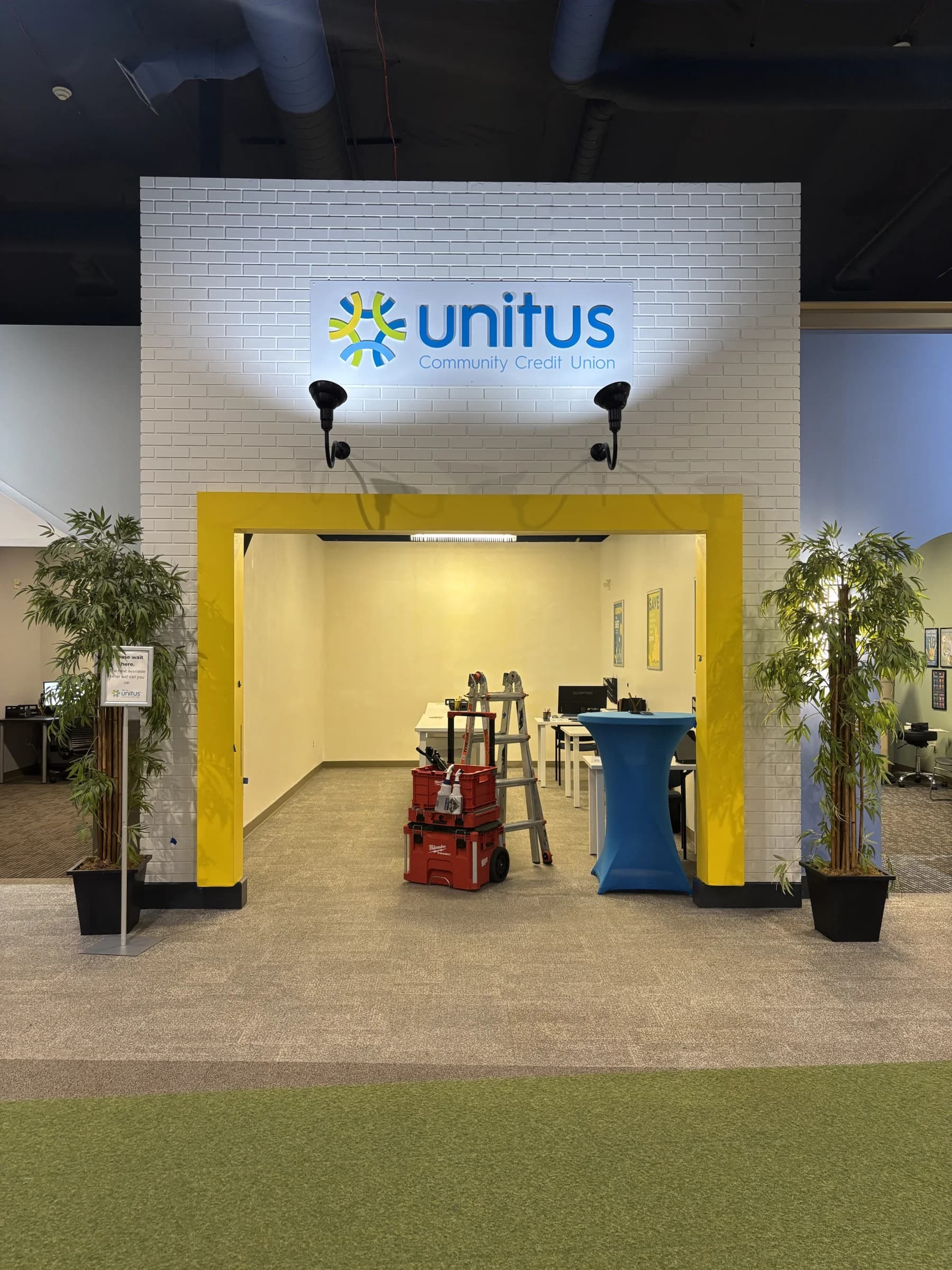 Completed Unitus Banking Center entrance at BizTown PDX