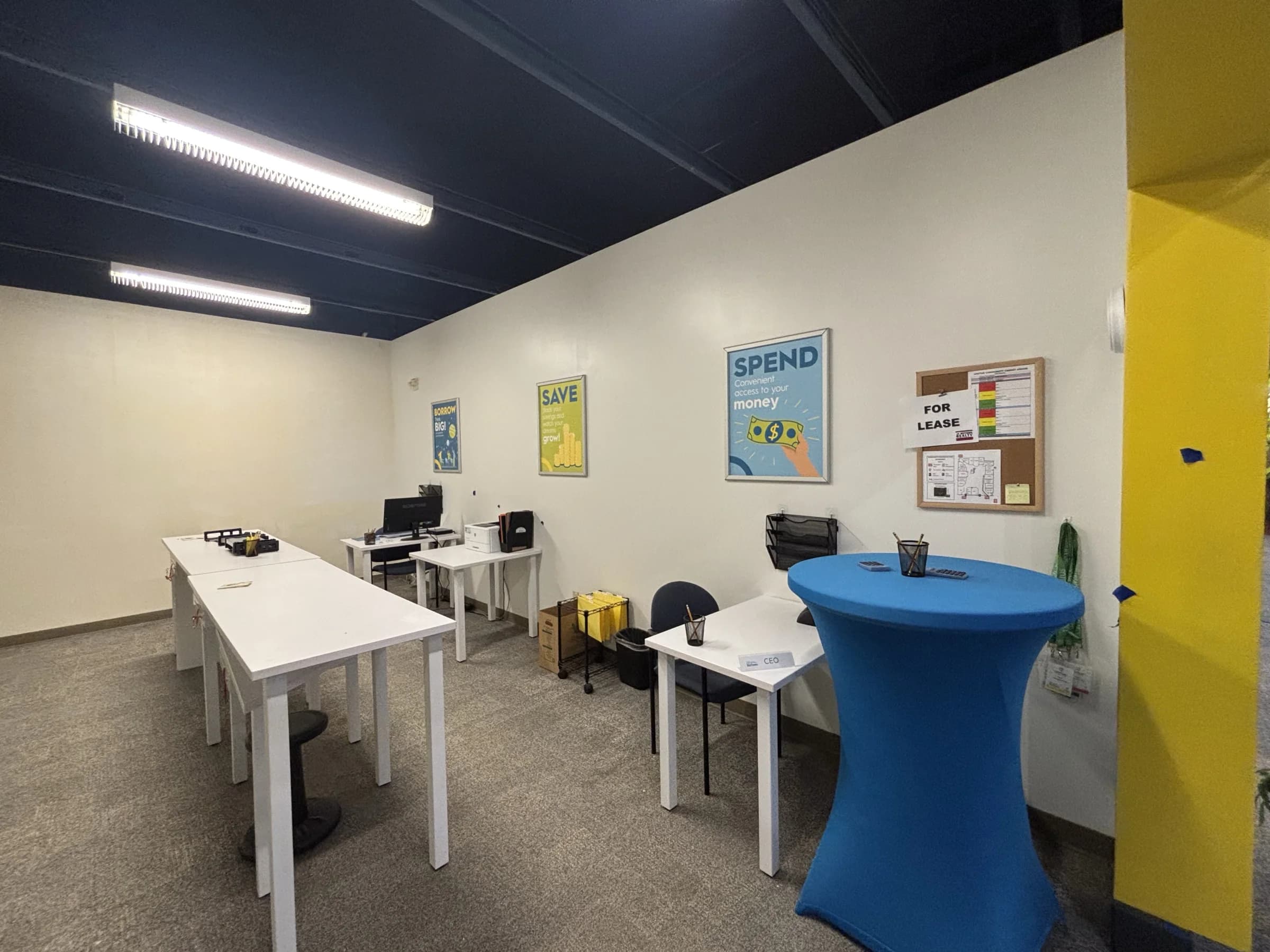 Unitus Banking Center interior prepared for new wall graphics