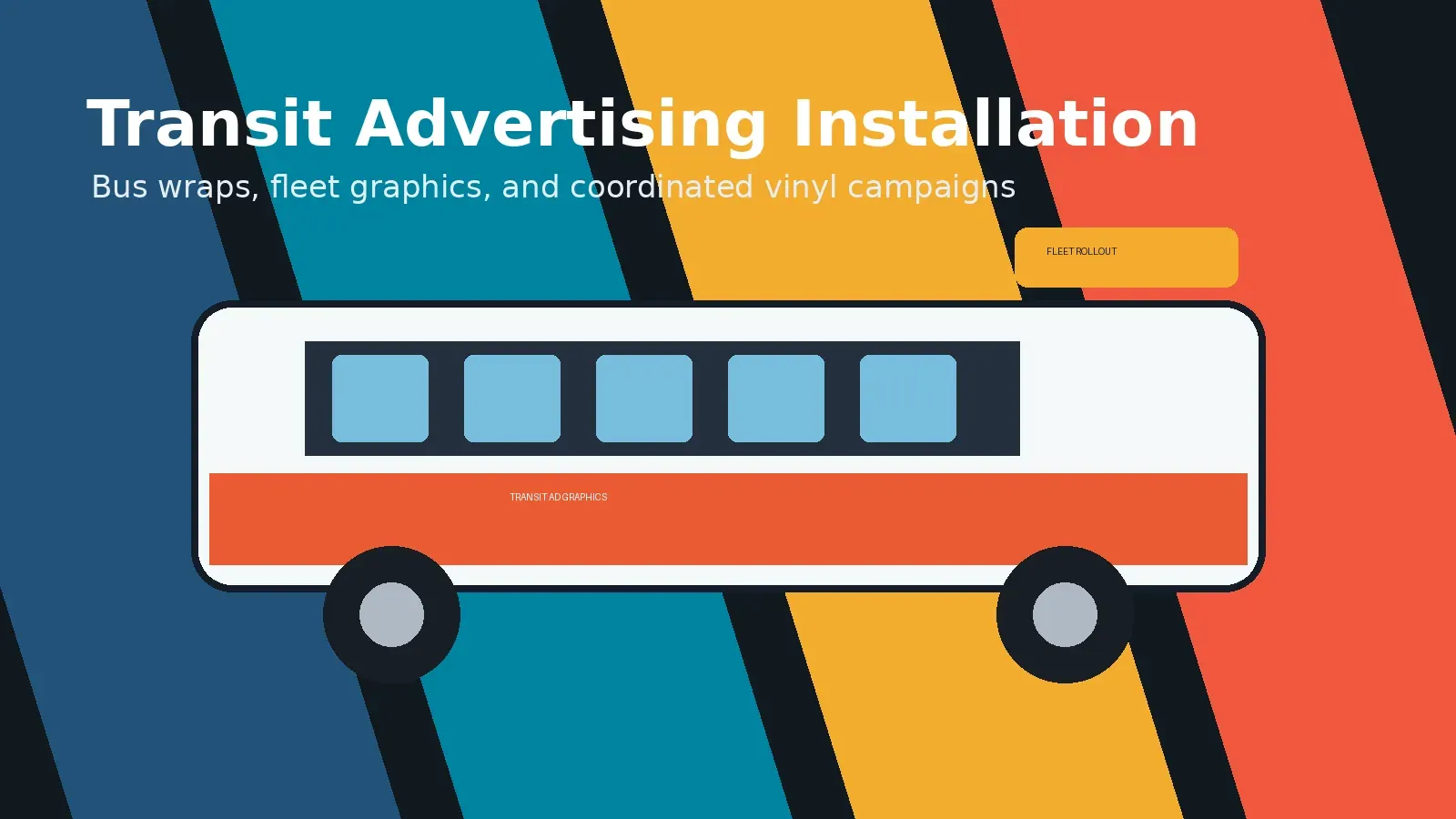 Transit advertising installation for a bus wrap and fleet graphics rollout