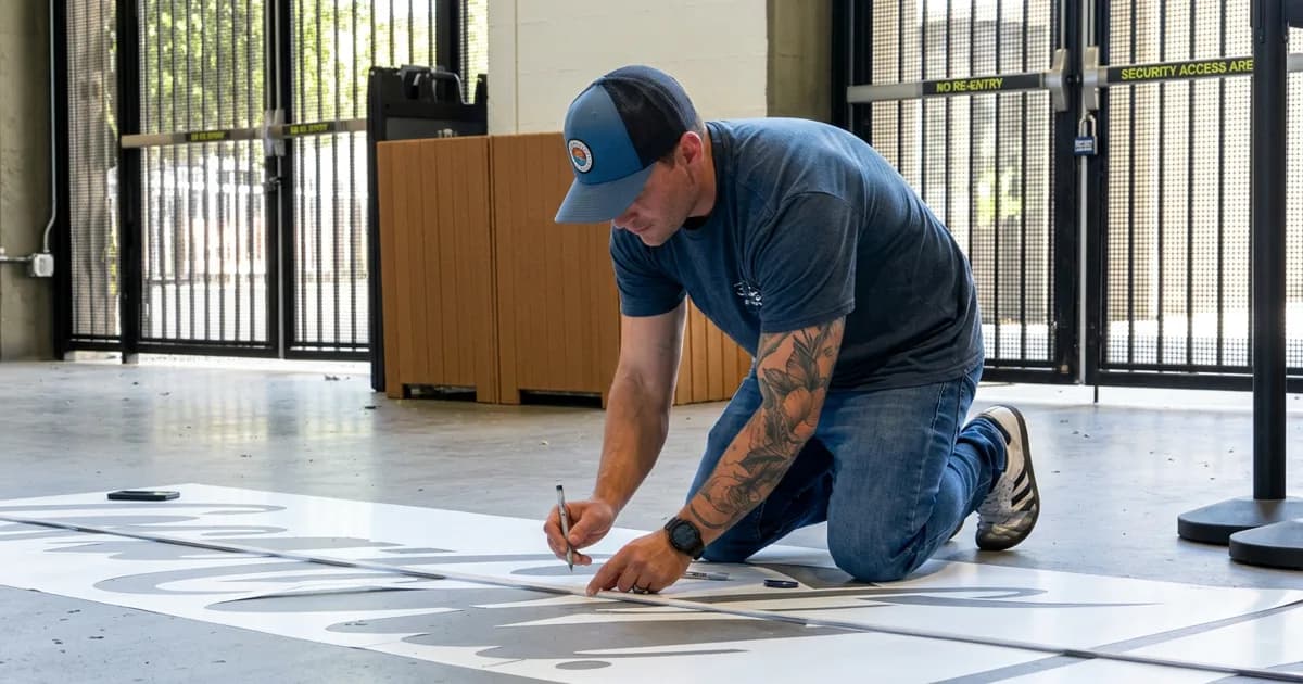 Large venue graphics and directional signage installation