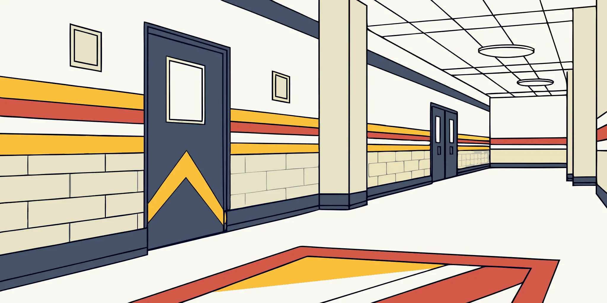 Installed stadium concourse graphics and wayfinding decals