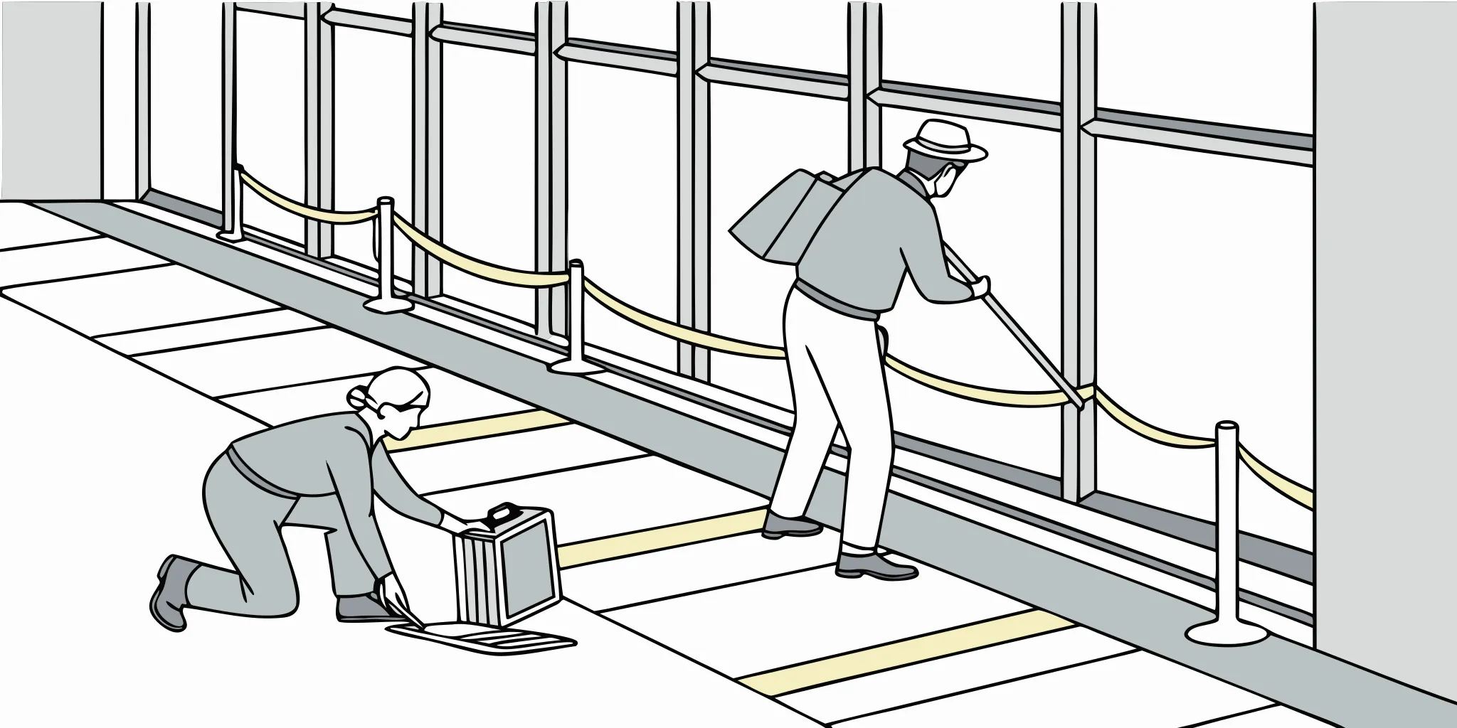 Durable vinyl floor decals and window graphics for airport advertising graphics installation
