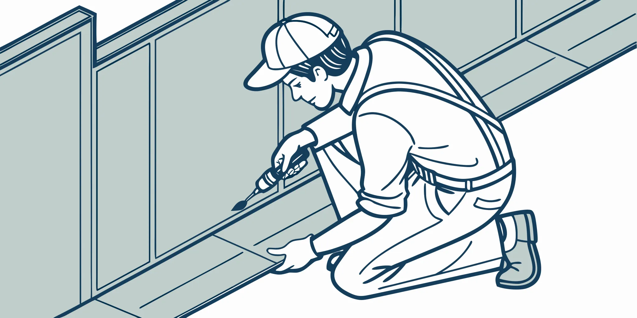 Inspector checking substrate condition before commercial vinyl installation