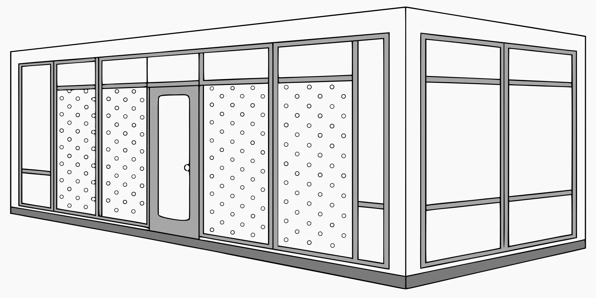 Frosted glass manifestation dots on corporate office conference room windows