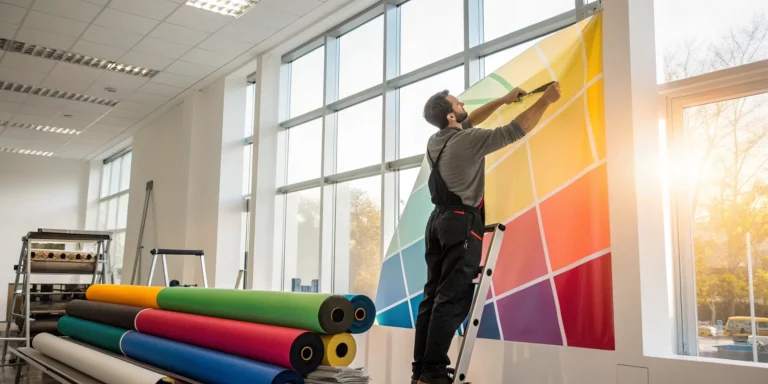 Hands-on vinyl graphic installation training for professional certification.