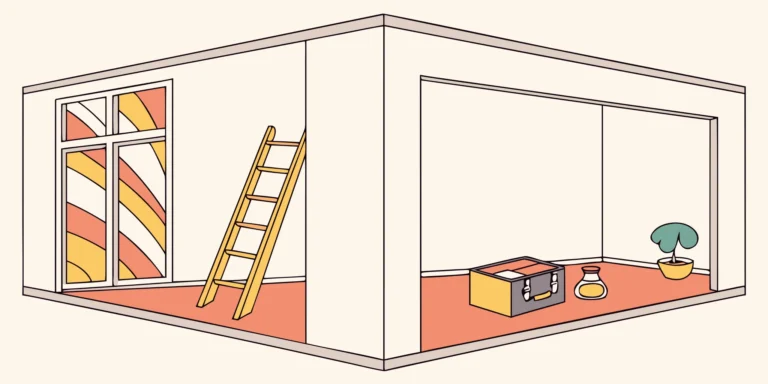 A ladder and supplies for a DIY wall mural installation, a key factor in the overall cost.