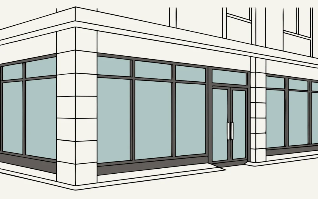 A retail storefront with large window graphics, a key factor in how much they cost.