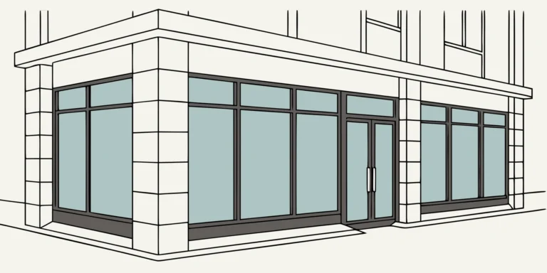 A retail storefront with large window graphics, a key factor in how much they cost.