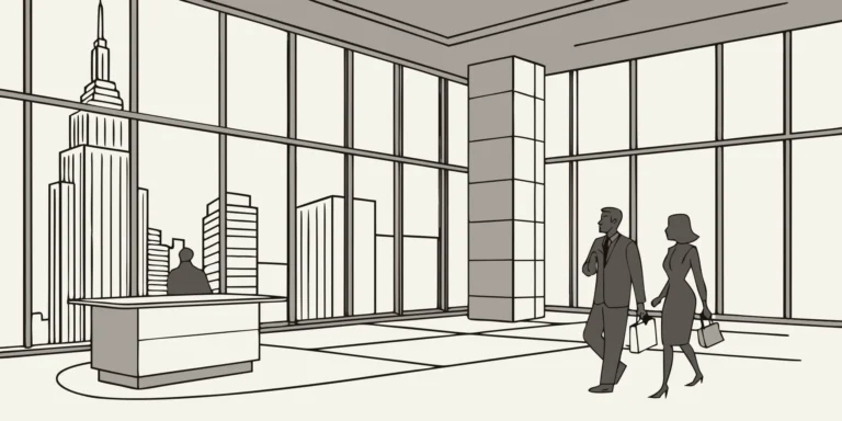 A professional installer's environmental graphics in a modern New York City office.