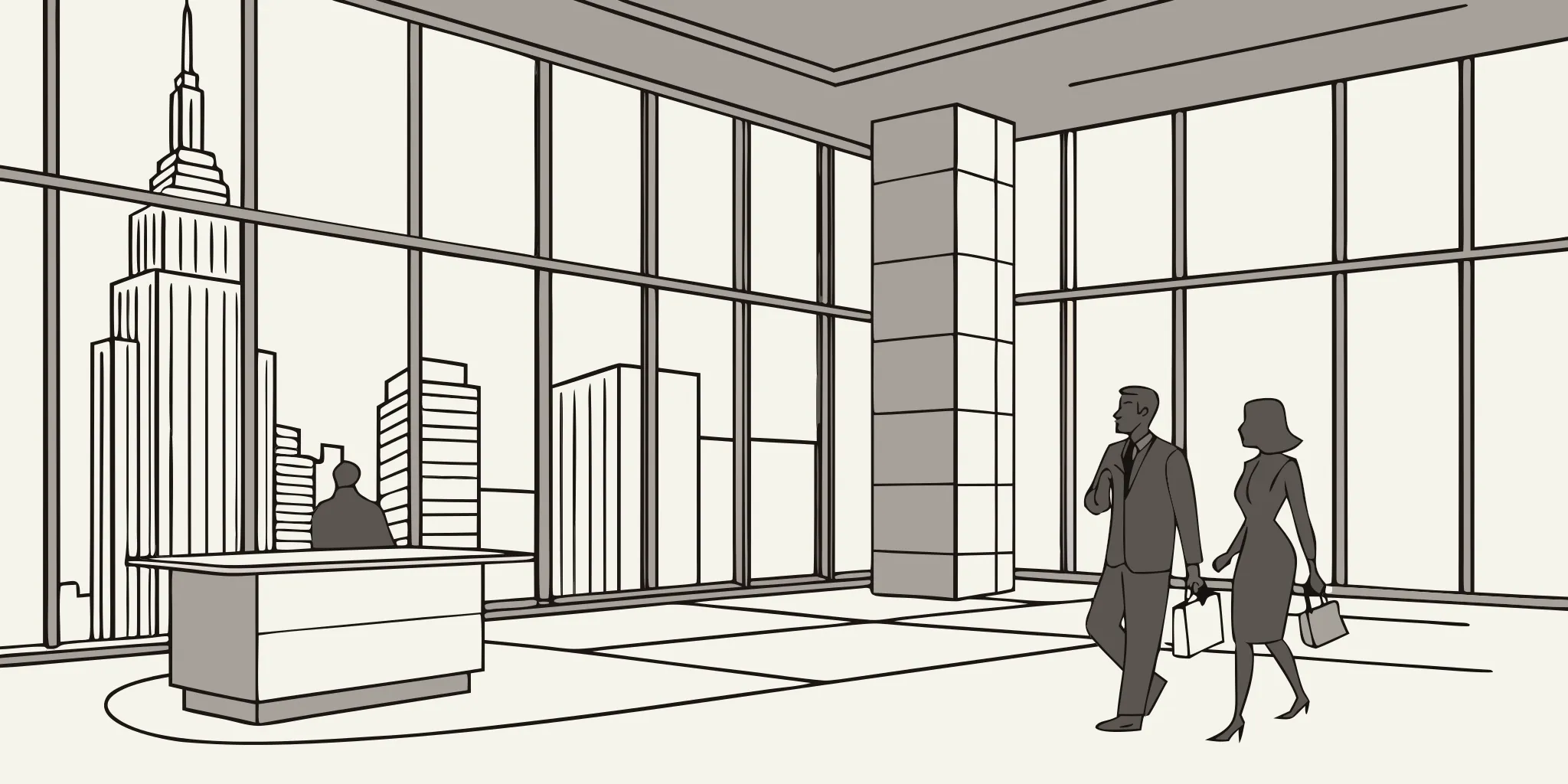 A professional installer's environmental graphics in a modern New York City office.