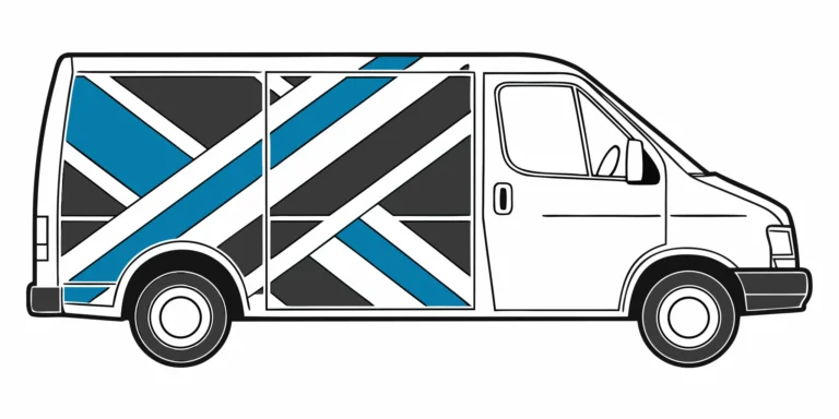 Professional installation of custom graphics on a fleet vehicle.