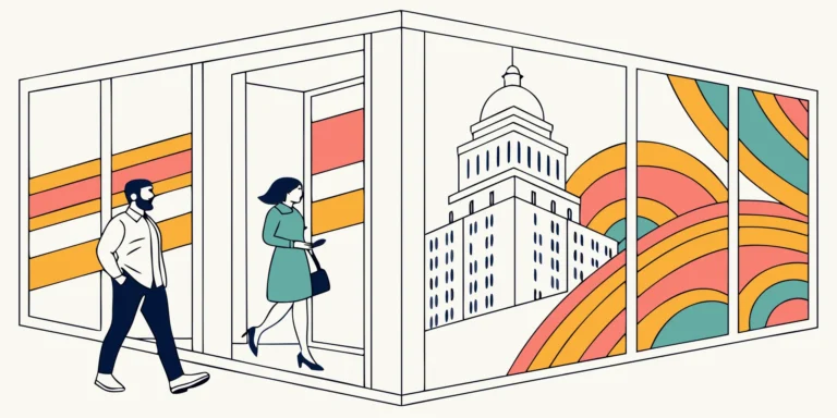 Corporate office in Sacramento with custom wall graphics for professional workplace branding.