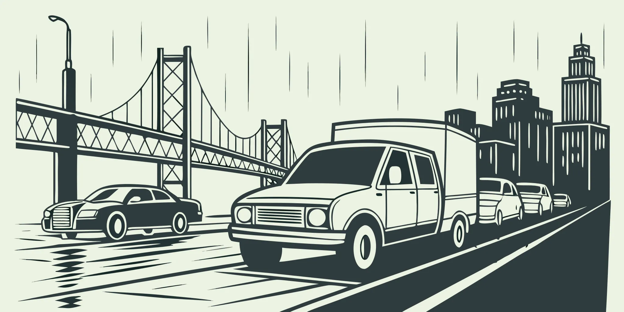 Fleet branding solutions for commercial vehicles on a bridge in Portland.