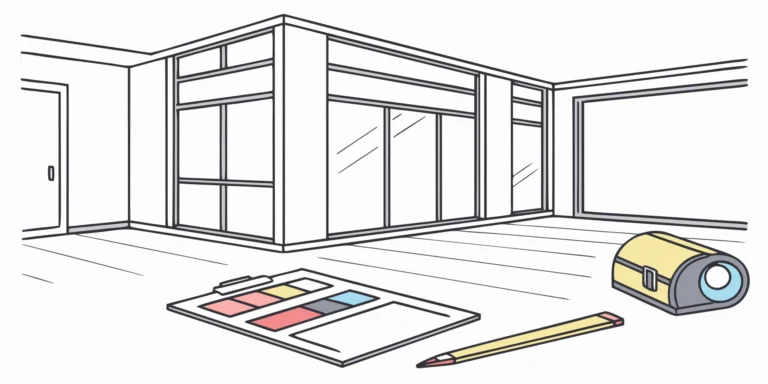 Estimating the cost of commercial vinyl installation with flooring samples and a measuring tape.
