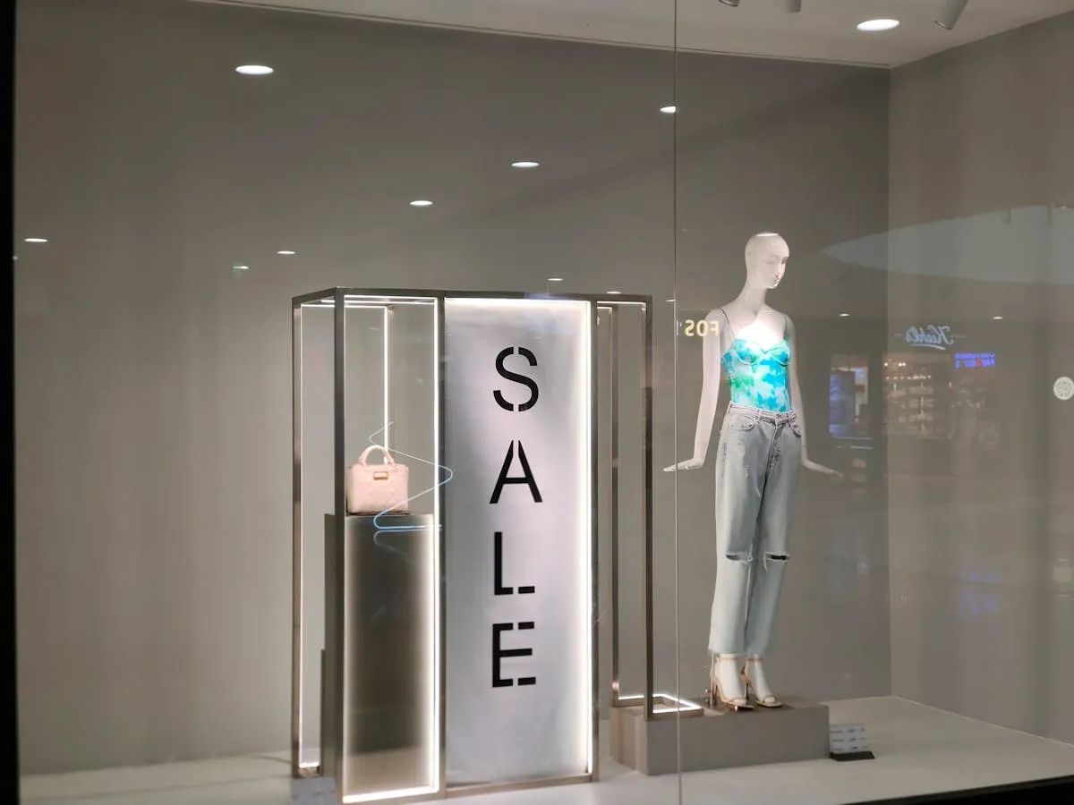 Professional window graphics display featuring promotional signage at a retail store