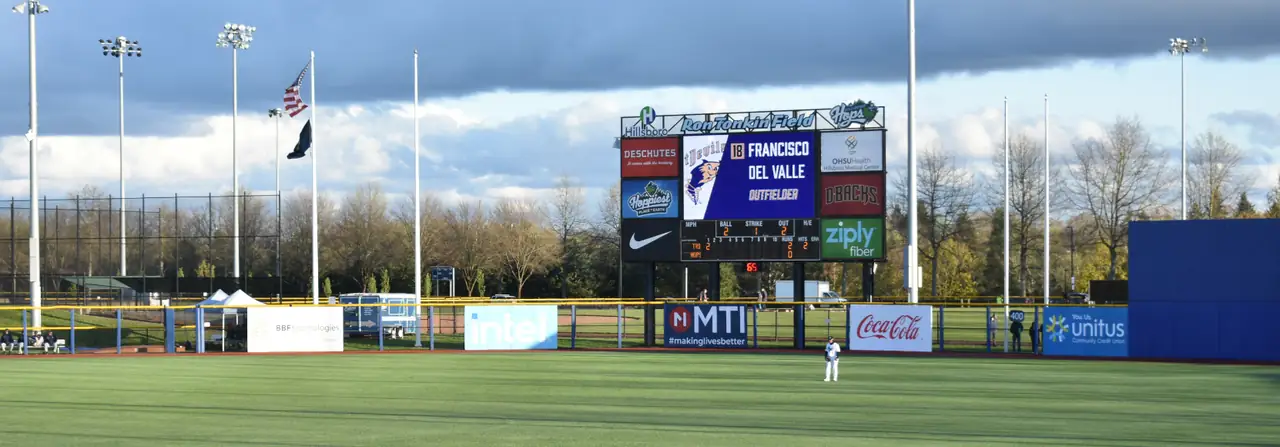 Hillsboro Hops stadium outfield vinyl graphics installation by AP Installations